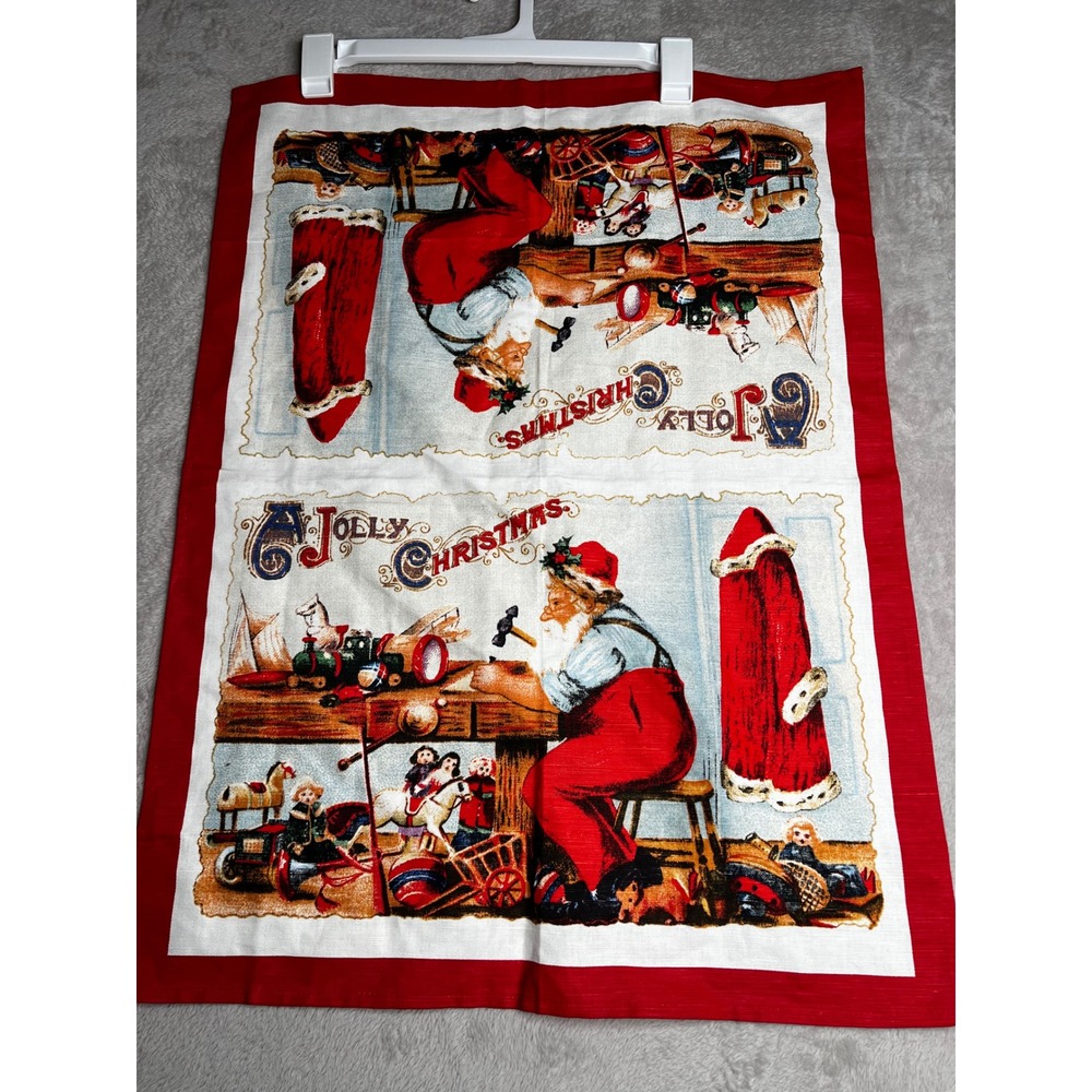 Williams‎ Sonoma Jolly Christmas Santa Claus Kitchen Tea Towel Made in Italy